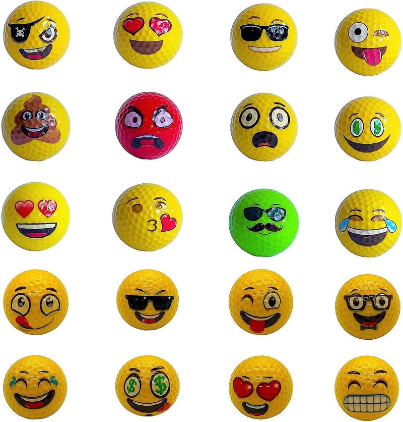 Lightahead USGolfer – Set of 12 Unique Emoticon Fun Putting Practice Golf Balls, Randomly Selected from Listing Images – Novelty Golf Gift - Image 1